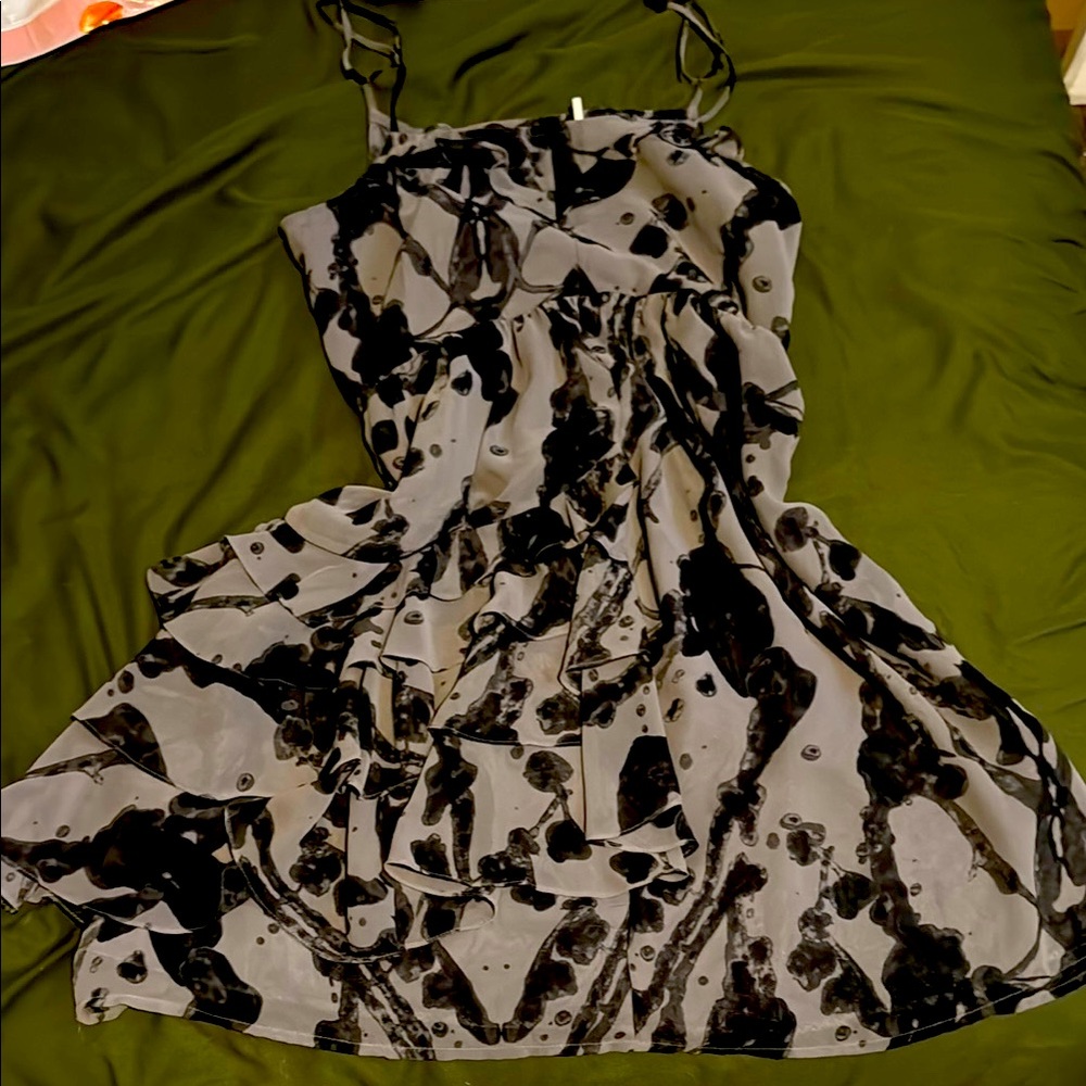 Kimchi Blue Black and Gray Spaghetti Strap Mini Sundress